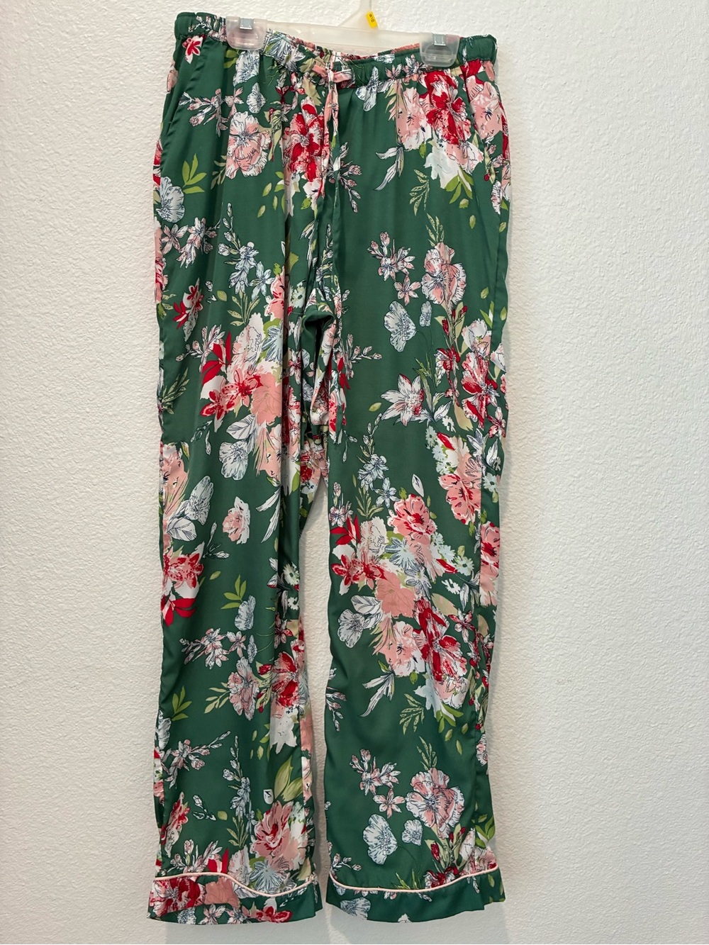 Green Floral Wide-Leg Pajama Pants size medium
